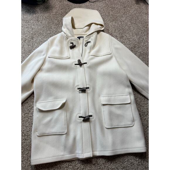 Land's End Toggle Hooded 100% Wool Jacket/Coat, Size Women's 3X, Cream - Picture 14 of 14